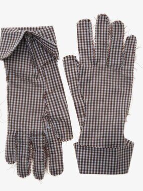GALLIANO Zara LIMITED EDITION GINGHAM GLOVES SOLD OUT Brown Unisex Size MEDIUM